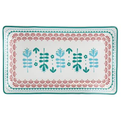 Gibson Home Village Vines 10.6 Inch Fine Ceramic Rectangular Platter - 10.6 Inch