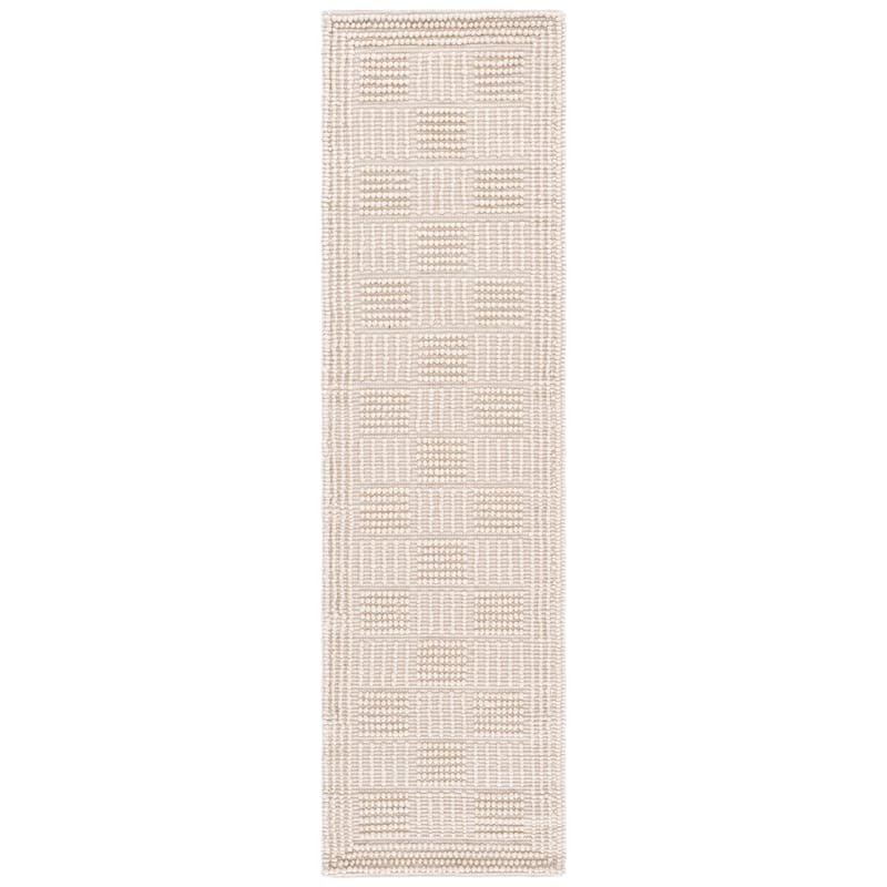 SAFAVIEH Handmade Natura Vizma Raised Textured Wool Blend Rug - 2'3" x 8' Runner - Ivory