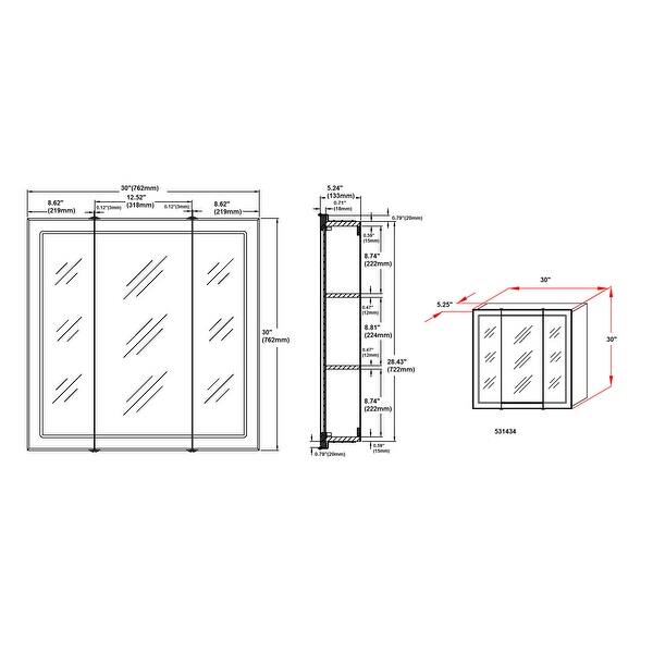 Shop Design House 531434 30 Framed Triple Door Mirrored Medicine