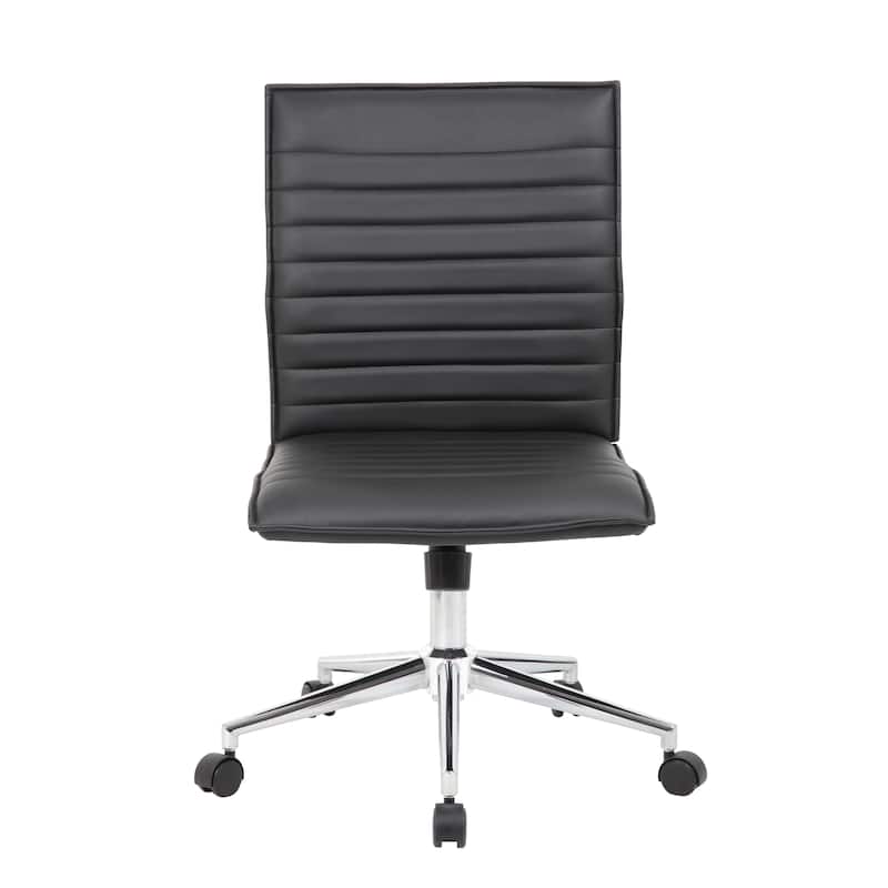 Boss Office Products Black Vinyl Armless Hospitality Chair - Black