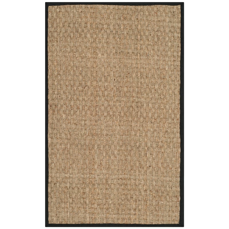 SAFAVIEH Natural Fiber Marina Basketweave Seagrass Rug - 2'6" x 4' - Natural/Black - Rectangle