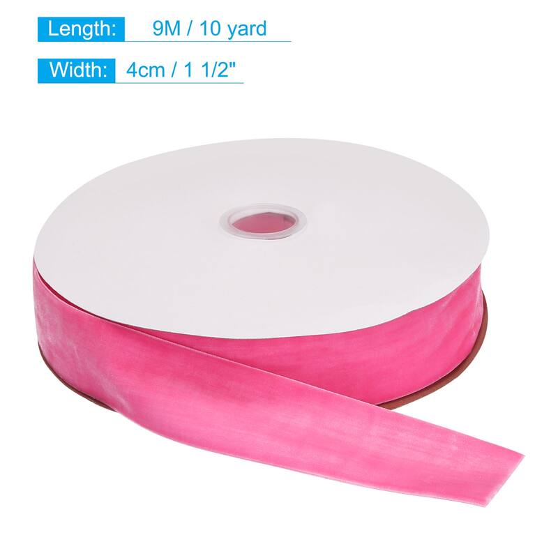 Velvet Ribbon 1 1/2 Inch Single Face Spool Silky for DIY Crafts - Pink - 10 Yard
