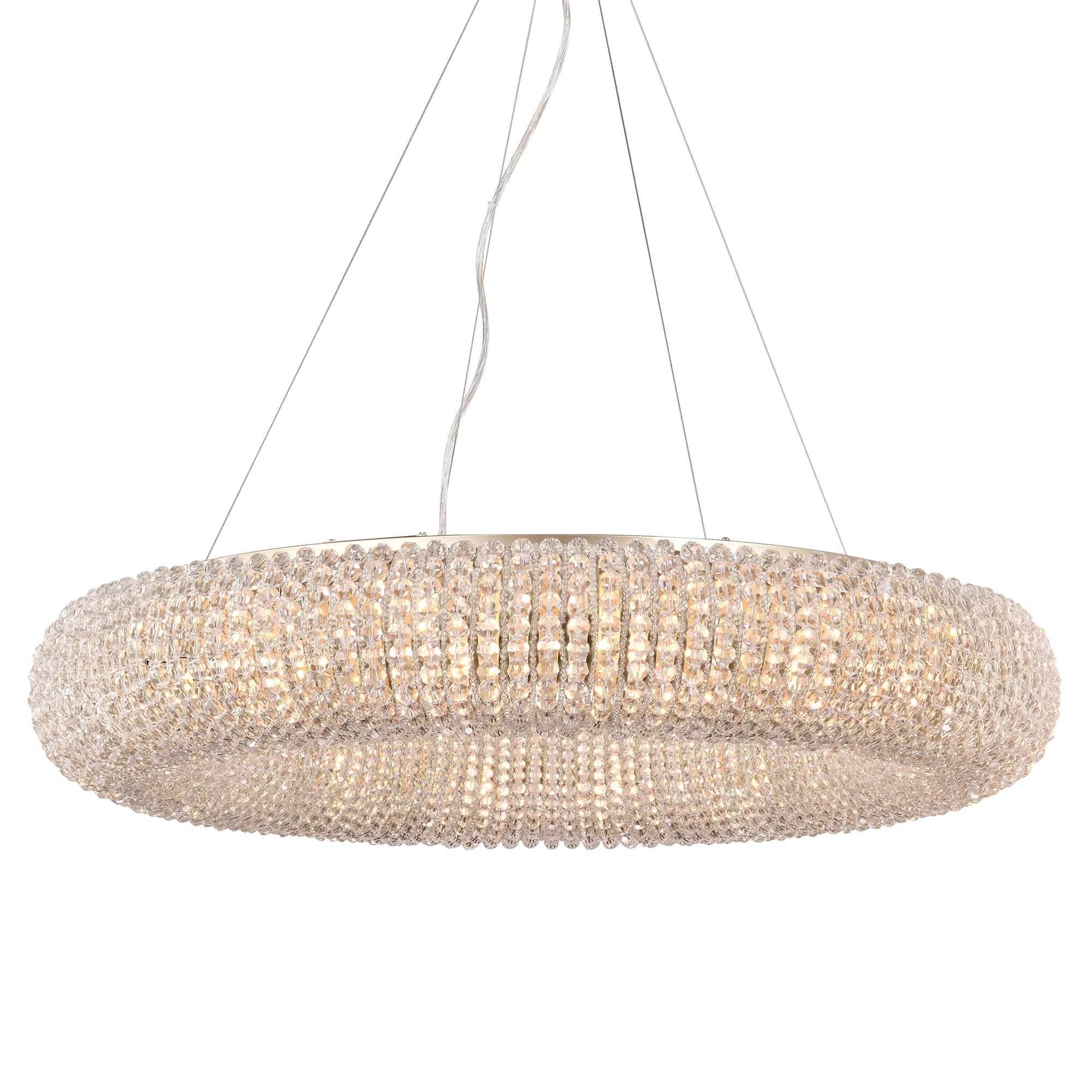 Krista Glam Champagne Gold Crystal Chandelier - 2 Size Options (16-Light/24-Light), Dimmable G9 Fixture with Adjustable Wire