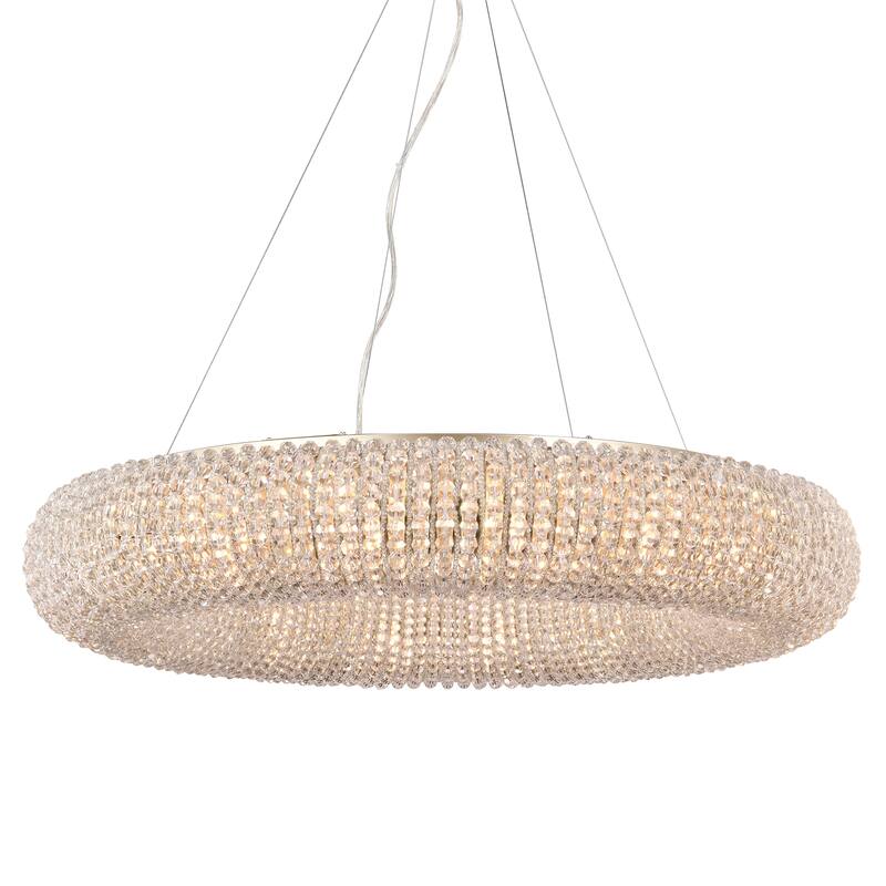 Krista Glam Champagne Gold Crystal Chandelier - 2 Size Options (16-Light/24-Light), Dimmable G9 Fixture with Adjustable Wire - 24-Light