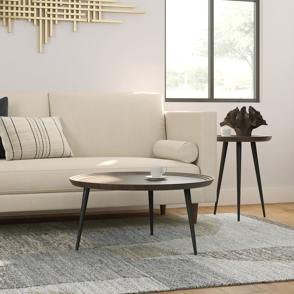WYNDENHALL Joellla Modern Industrial Coffee Table in Cognac - 30" d x 30" w x 16" h