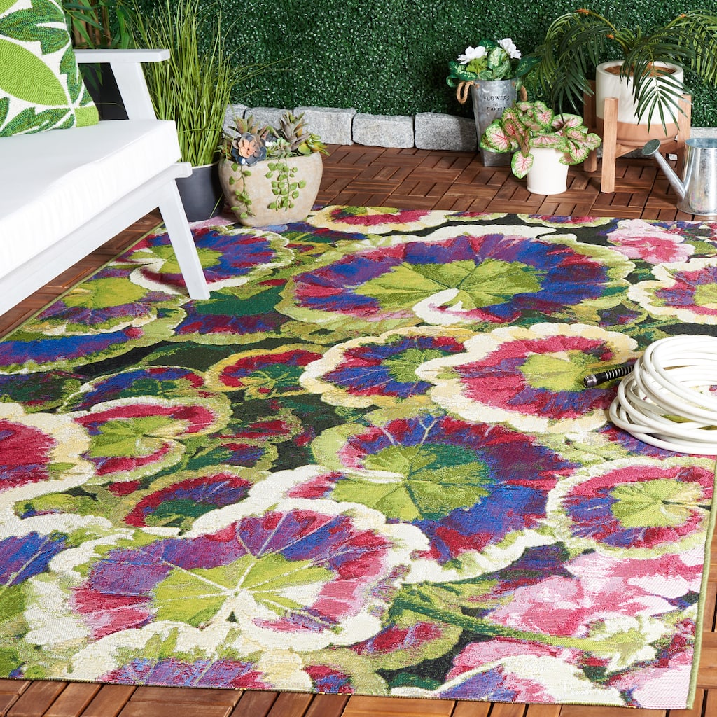 SAFAVIEH Barbados Najma Tropical Waterproof Patio Backyard Rug