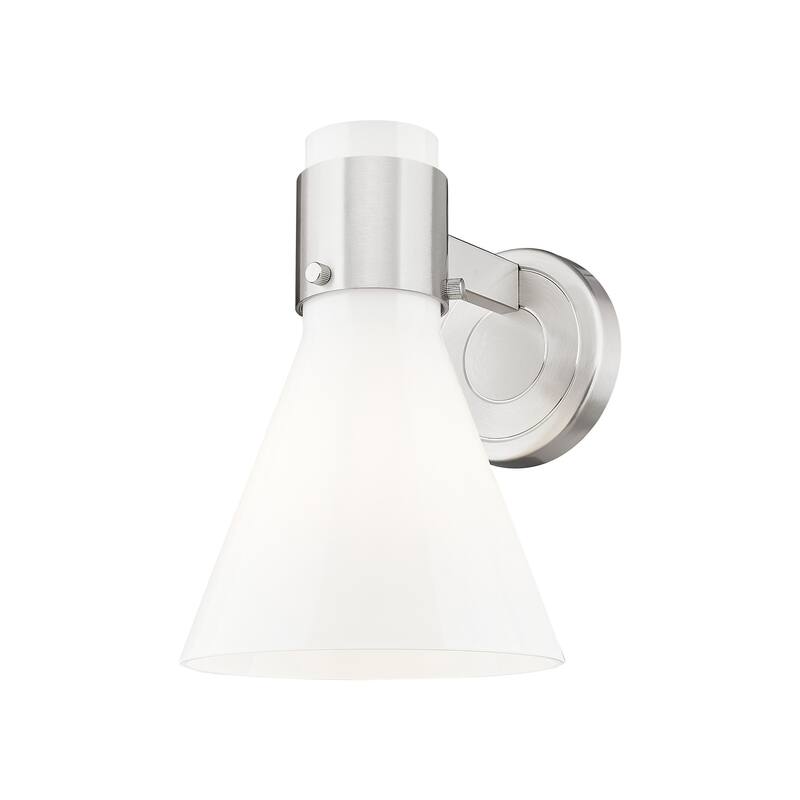 Innovations Lighting 464-1W-9-7 Lawton Cone Sconce Lawton Cone 9" Tall - Satin Nickel / Gloss White