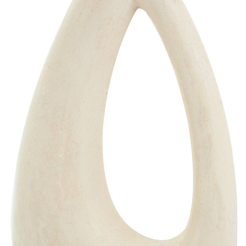 Paper Mache Abstract Curved Decorative Vase with Handle - Beige - Roche River Decor