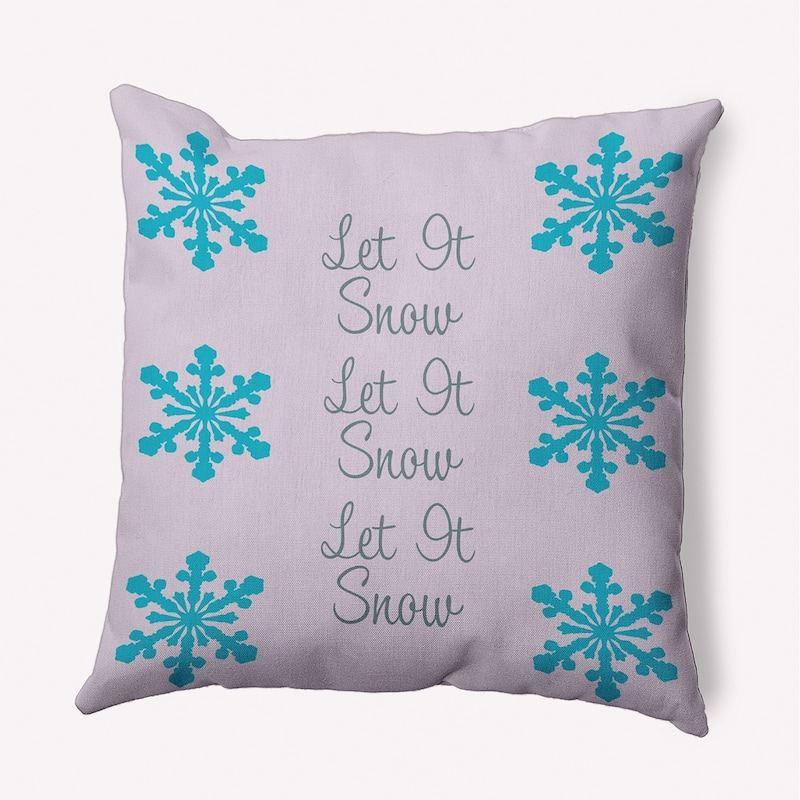 Winter Let It Snow Indoor/Outdoor Throw Pillow - 16" x 16" - Light Purple