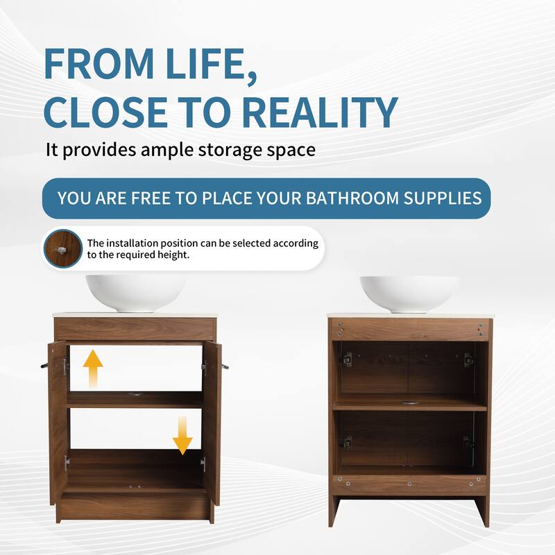 ARTCHIRLY 24/36/48/60 Inch Bathroom Vanity with Sink, Freestanding Bathroom Vanity with Soft Close Door and Shelf