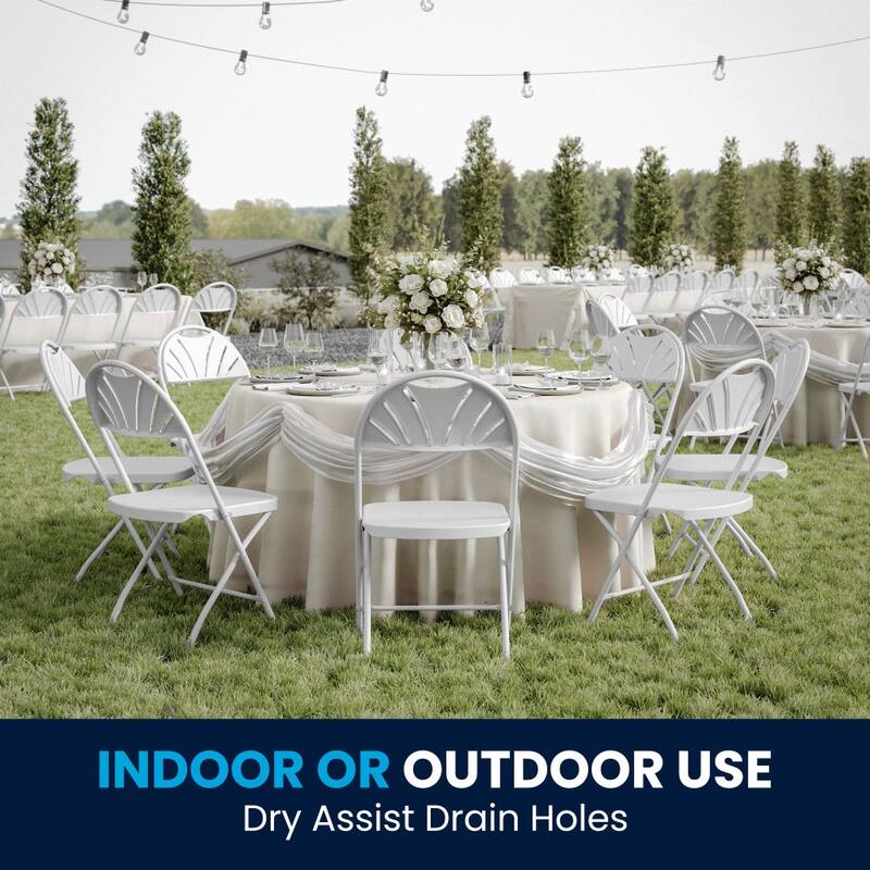 8 Pack 650 lb. Capacity Plastic Fan Back Folding Chair