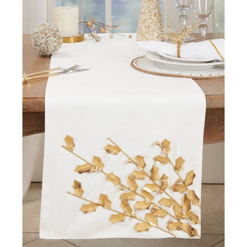 Festive Poinsettia Branch Table Runner
