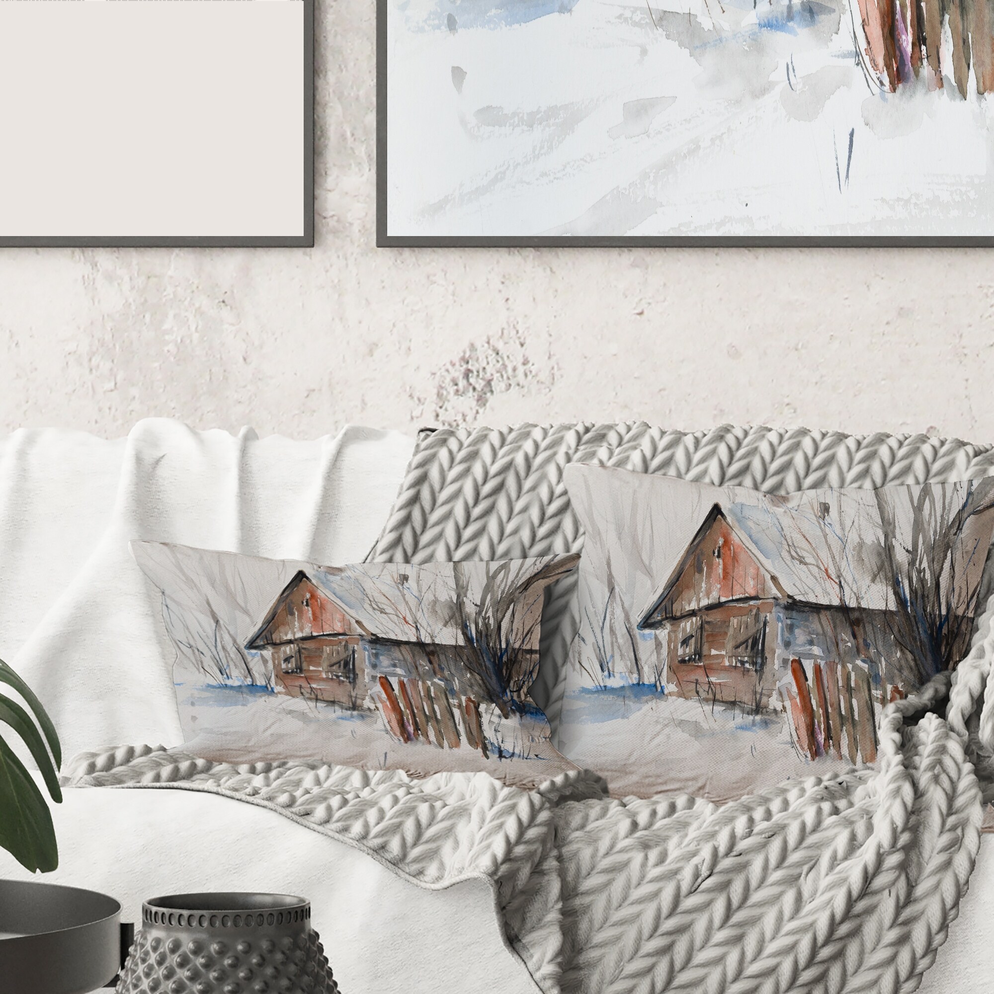Designart Old Abandoned Wooden House In Winter Picture Traditional Printed Throw Pillow Bed Bath Beyond 33963404