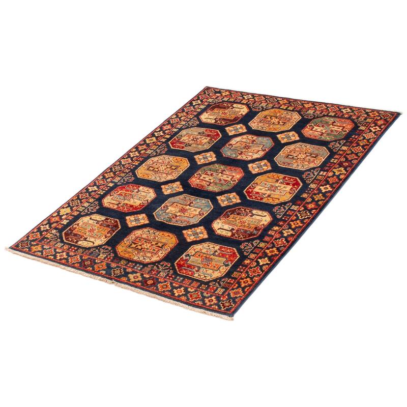 ECARPETGALLERY Hand-knotted Uzbek Ghazni Navy Wool Rug - 4'0 x 5'9
