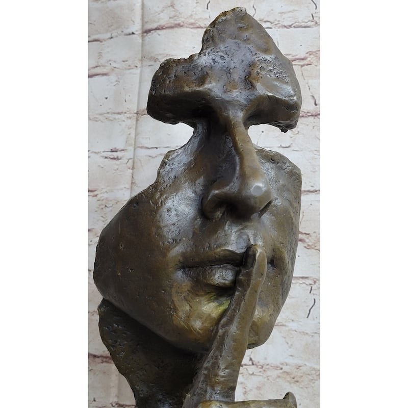 Signed Salvador Dali Abstract Man Hush Up Bronze Sculpture Modern Art Figurine