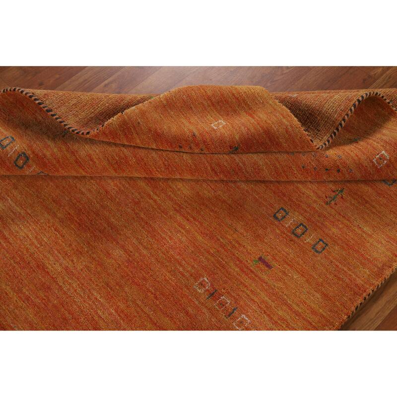 Hand Knotted Oriental 100% Wool Carpet Tribal Tribal Oranges & Rust Gabbeh Area Rug - 7' 8'' X 4' 11''