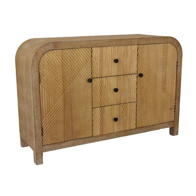 Aki Storage Cabinet Dresser, 3 Drawers and 2 Doors, 47 Inch Brown Wood