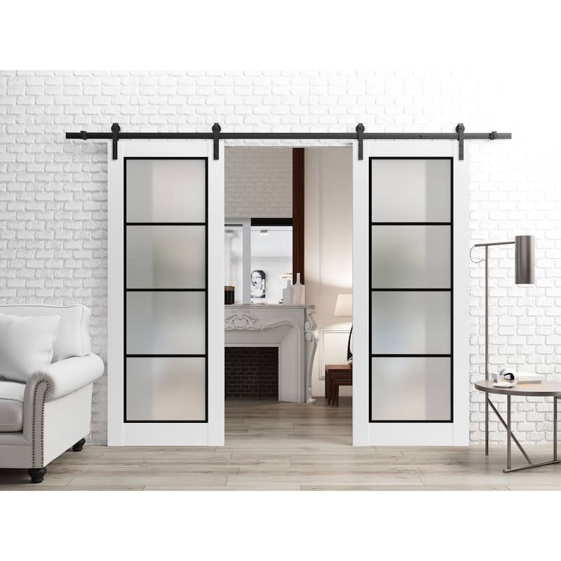 Sturdy Double Barn Door 36 x 80 Planum 2132 White Silk 13FT