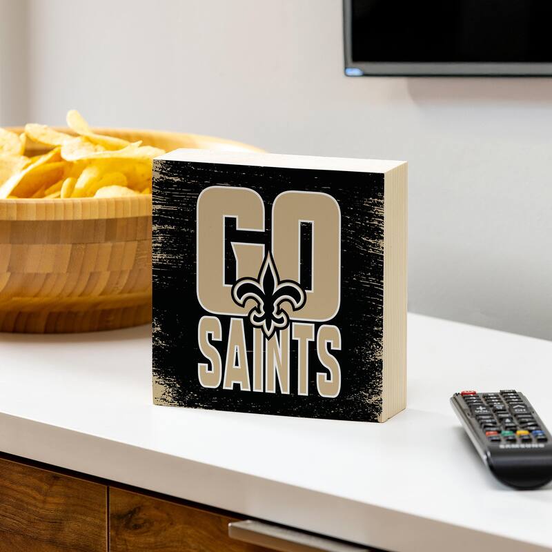 New Orleans Saints Wooden Tabletop Mantel Shelf Sign - 6" x 6"