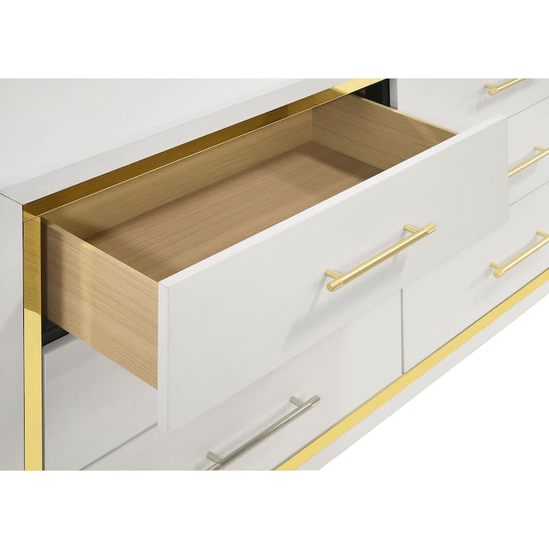 Lucia Bedroom Set with Upholstered Wingback Panel Bed Beige