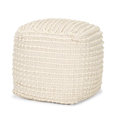 Sakaye Beige w/ Cream Stitched Patterned Pouf