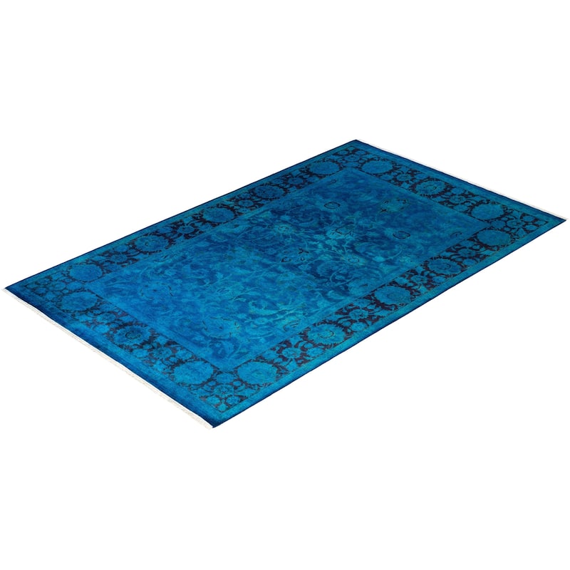Fine Vibrance, One-of-a-Kind Hand-Knotted Area Rug - Purple, 4' 6" x 7' 3" - 4' 6" x 7' 3"