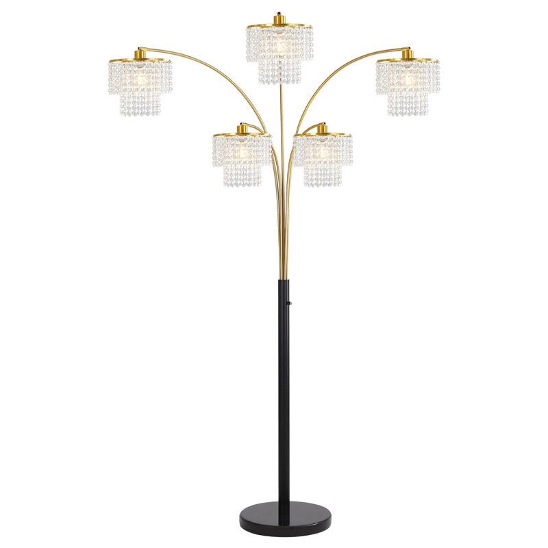 Brio 80" 5-Light Modern Gold Crystal Arc Floor Lamp - 80