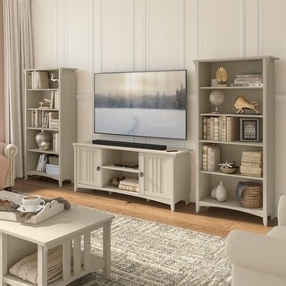 Salinas TV Stand for 70 Inch TV with Bookcases by Bush Furniture - Bed ...