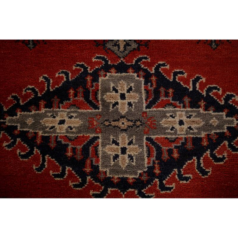 Viss Oriental Area Rug Handmade Geoemtric Orange Wool Carpet - 8'11"x 11'10"