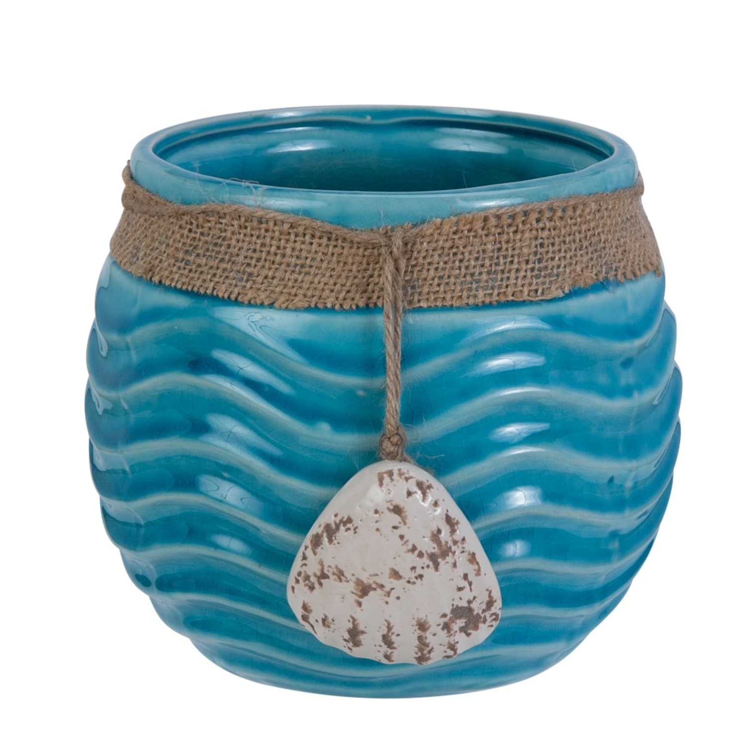 Large Blue Wave Ceramic Holder Decor