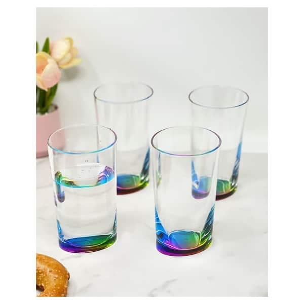 Clear Oval Halo Acrylic Hi Ball Glasses, Set of 4 – BPA-Free, 15Oz