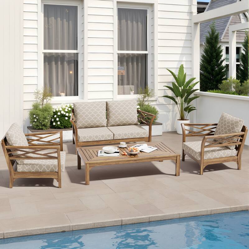 27.6 x 24.4 x 8.7 in T Outdoor Indoor Patio Premium fabric Seat Cushions Set (Seat & Back)