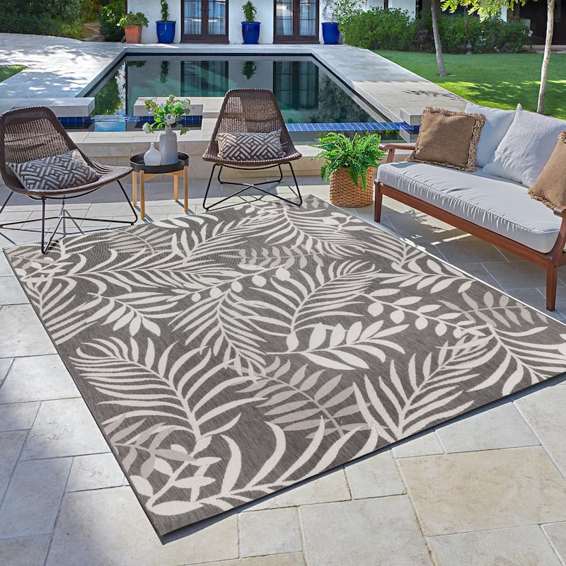 Gertmenian Paseo Akimbo Casual Tropical Leaf Flatweave Indoor/ Outdoor Area Rug Collection