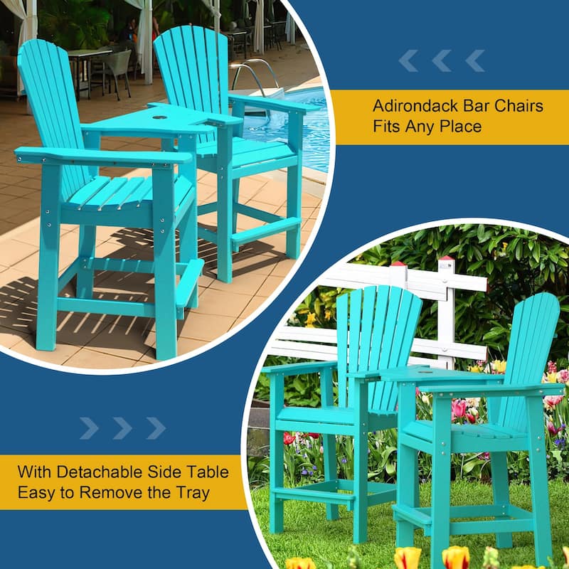 Modern Outdoor Bar Stools Set of 2 or 4 - with Ergonomic Adirondack Design, Durable HDPE Construction & Weather-Resistant