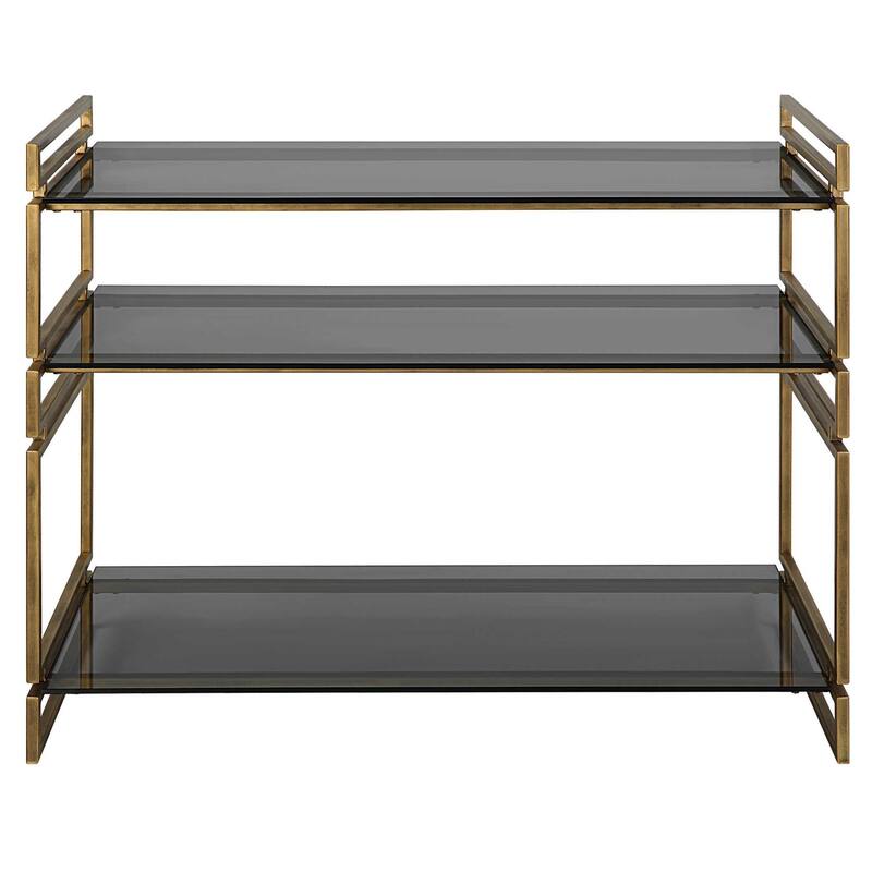 Stacked Up Glass Console Table - 40.25" - Gray and Gold