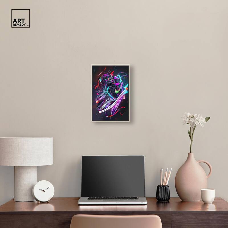 Neon Ribbons Sneakers Canvas by Art Remedy