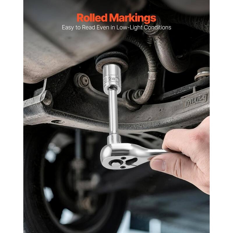 Black CR-V Alloy Steel 27-Piece Socket and Ratchet Set with Chrome Finish - 8.46 x 1.97 x 5.35