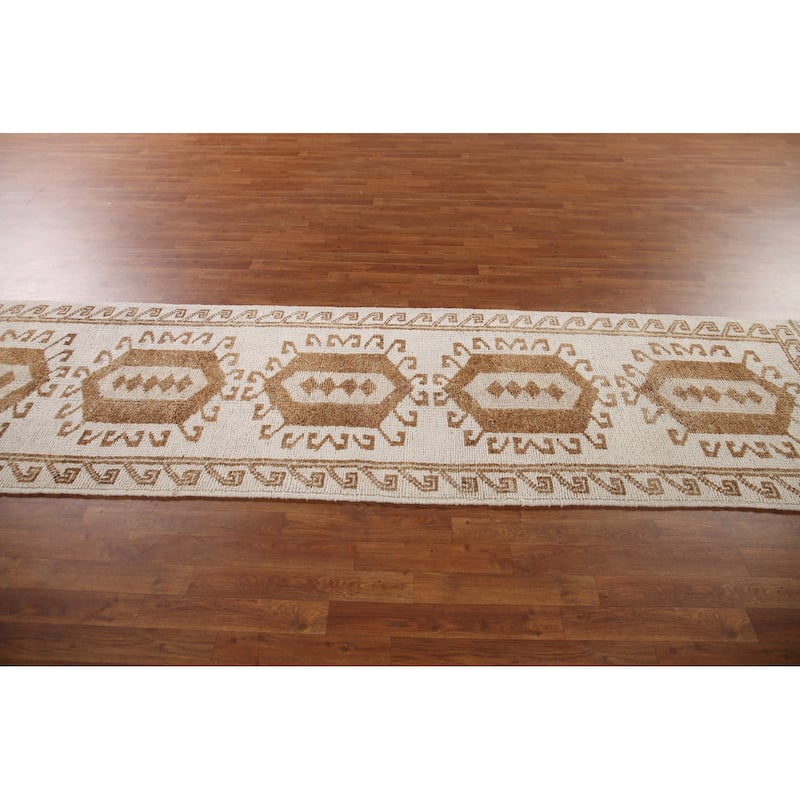 Tribal Anatolian Turkish Runner Rug Handmade Wool Carpet - 3'1"x 11'7"