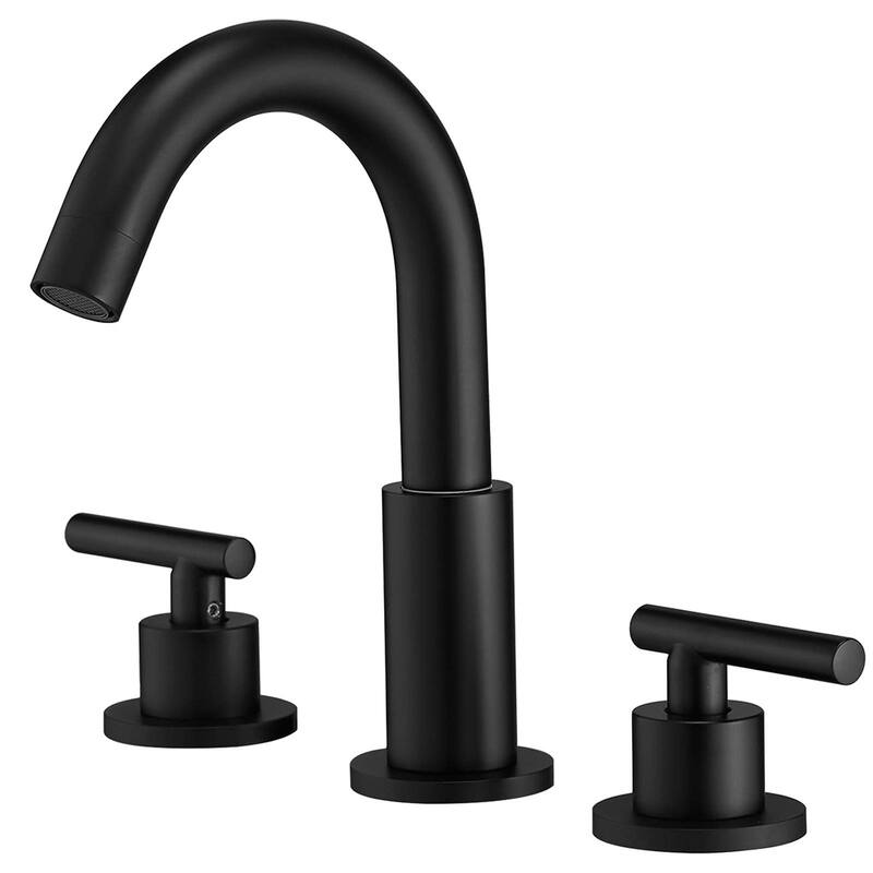 Widespread Double Handle Bathroom Faucet With Pop-up Drain - Matte Black