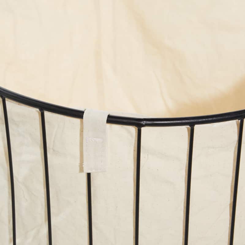 Metal Deep Set Wire Basket Storage Cart with Wheels and Fabric Lining - Black - Roche River Decor