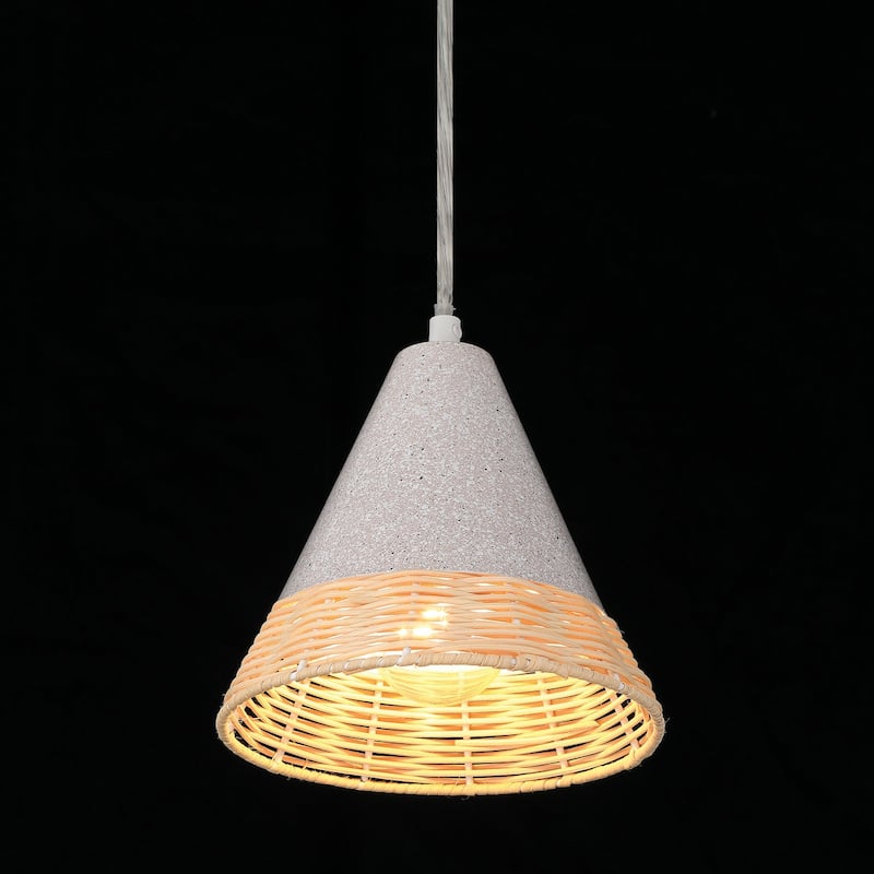 Acroma 1 - Light White Textured Cone Pendant Light - 1-light