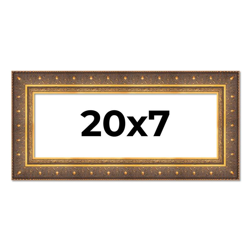20x7 Frame Vintage Gold Solid Wood Picture Frame | 2.5 Inch Moulding