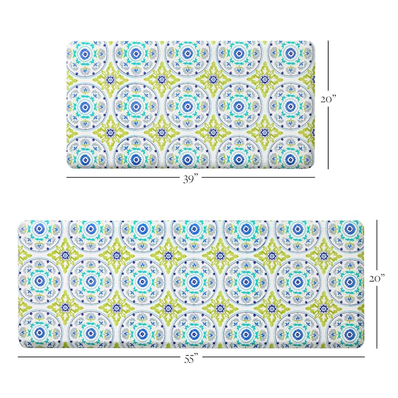 FIESTA Postiano Tiles Geo Textured Anti Fatigue Comfort Kitchen Mat, Non-Slip Floor Mat, Padded Standing Desk Mat