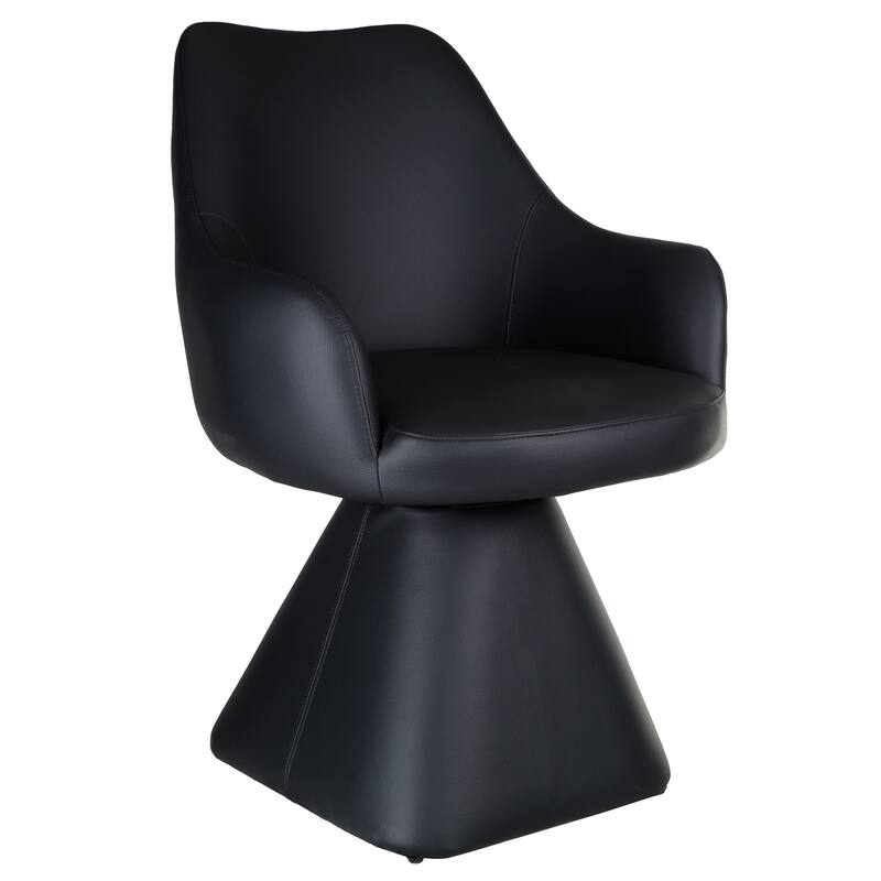 Contemporary Faux Leather Dining/Accent Chair with Swivel - Black
