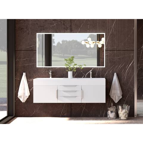 Amazon 60" Wall Mounted Bathroom Vanity Set w/ White Top