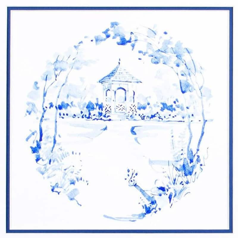 HomeRoots Set Of Two Blue Garden Impress A Gold Framed Wall Art