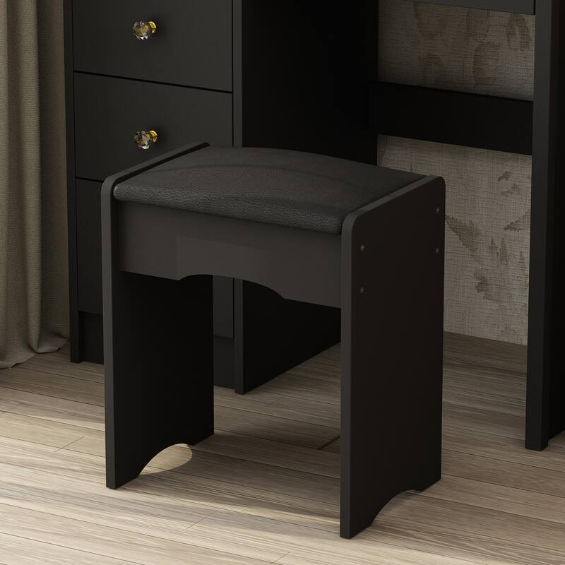 31.5'' W Makeup Vanity Set with Stool and Mirror LED Light Dressr
