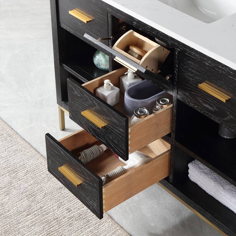 Altair Kesia Bathroom Vanity with Composite Stone Countertop with Mirror
