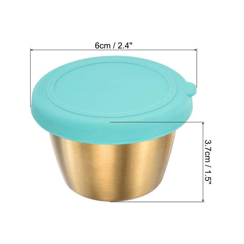 2pcs Condiment Cups Containers w Lids 2.4oz Salad Dressing Container - 2.4" W x 1.5" H - Sky Blue