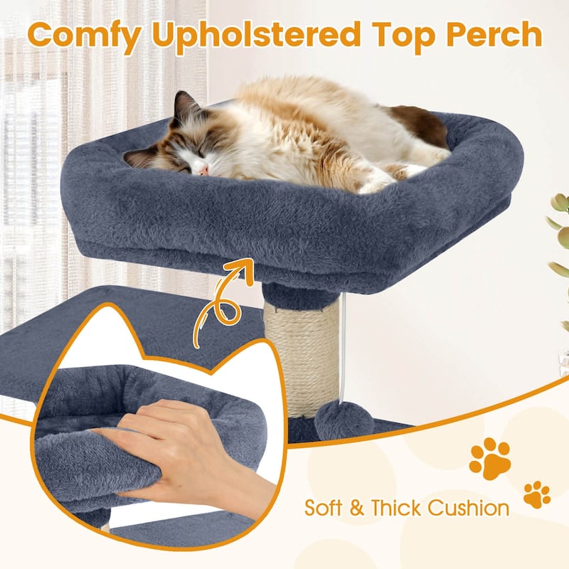 Costway 58” Tall Multi-level Cat Tree with Upholstered Perch & Cat - See Details